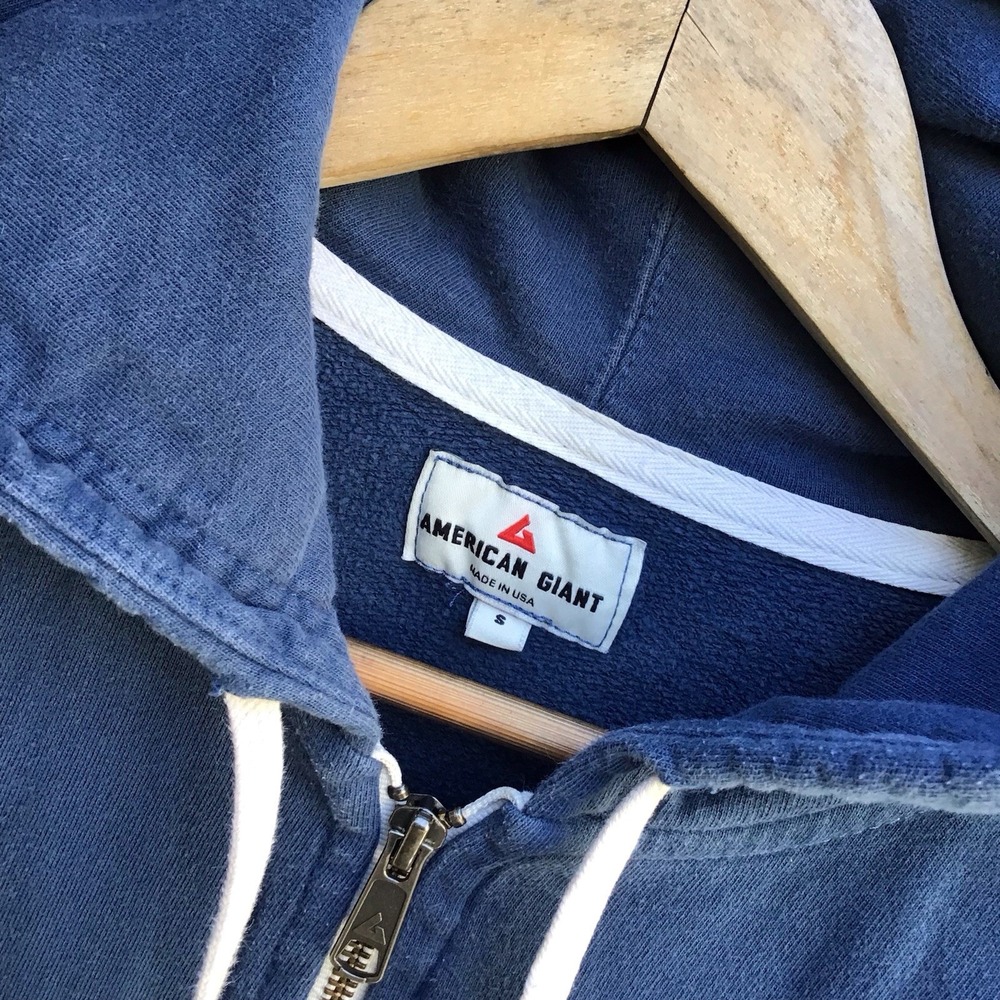 American Giant Classic Full Zip Hoodie Men's Small Blue Made in USA Heavyweight - Picture 4 of 7